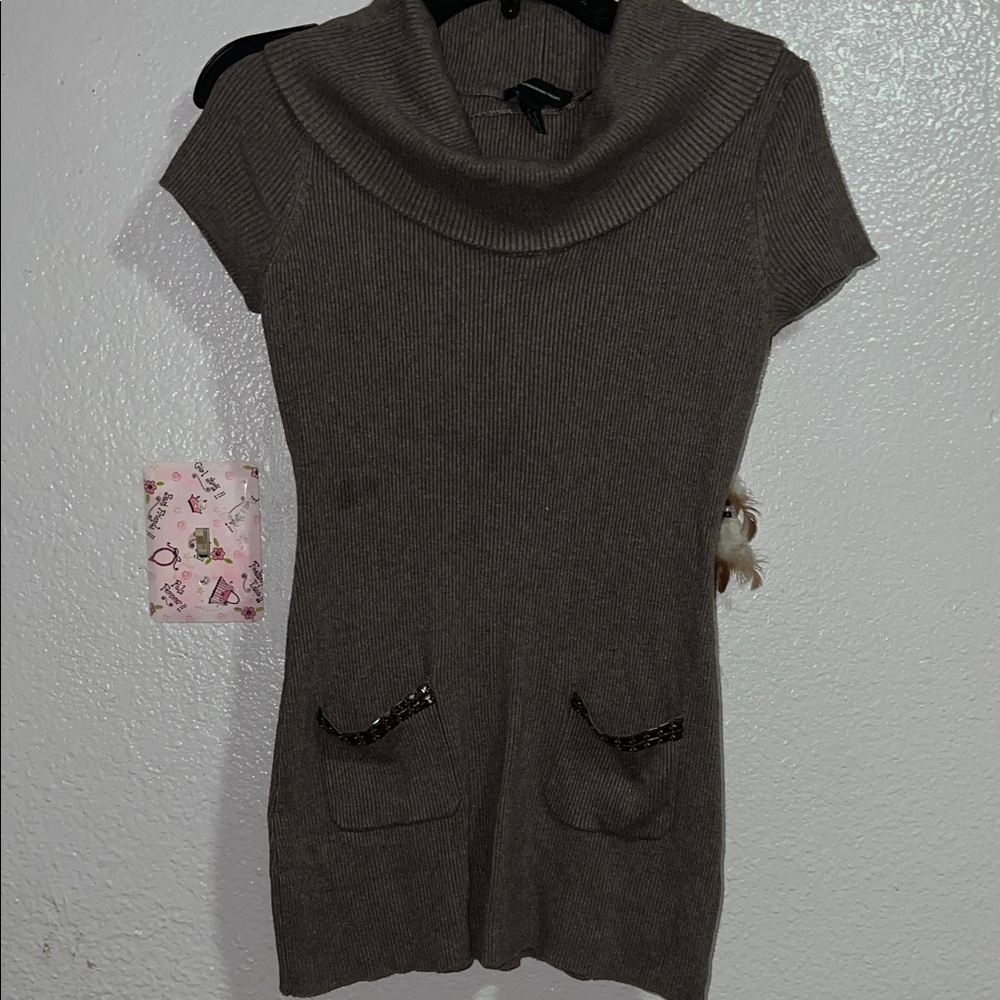 INC International Concepts Taupe Cowl Neck Sweater Size Large